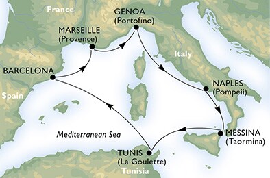 MÉDITERRANÉE - Italie,  Tunisie,  Espagne,  France
