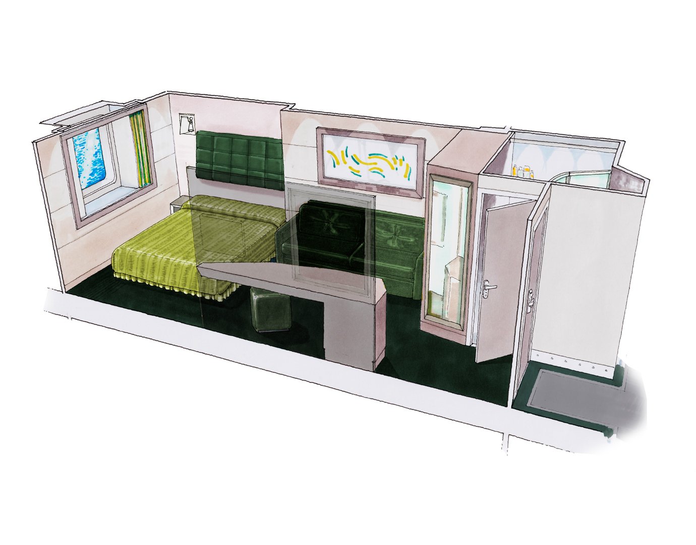 MSC Grandiosa Cabin: Ocean View 16 3d MSC Grandiosa Cabin: Ocean View 16 3d